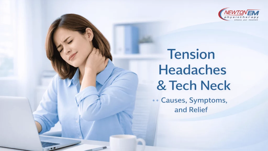 Tension Headaches & Tech Neck Tech neck discomfort in modern office